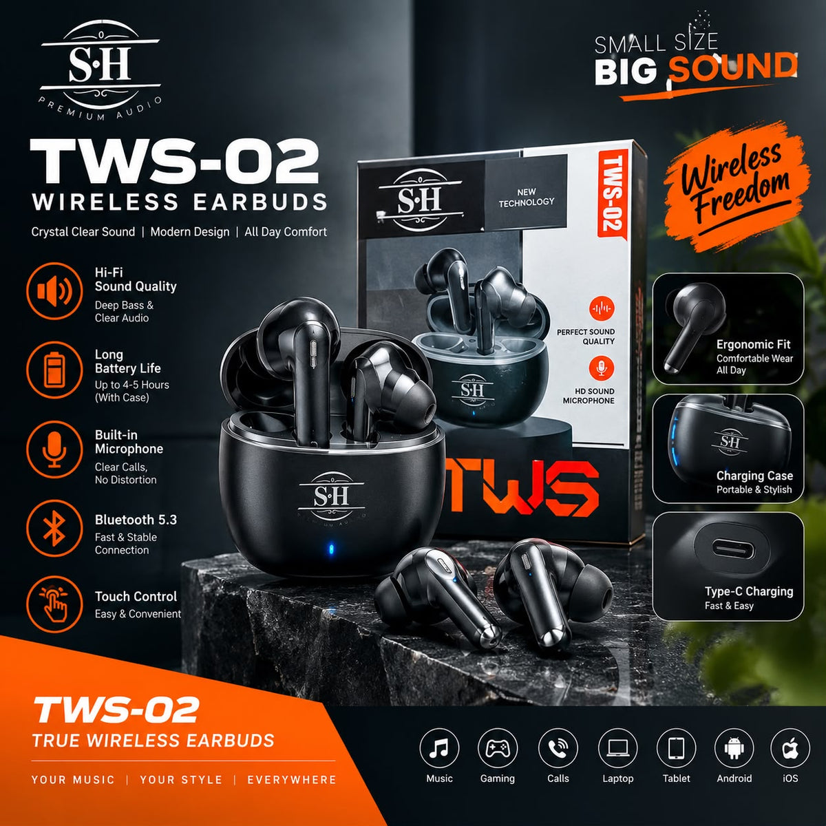 TWS-02 Wireless Earbuds