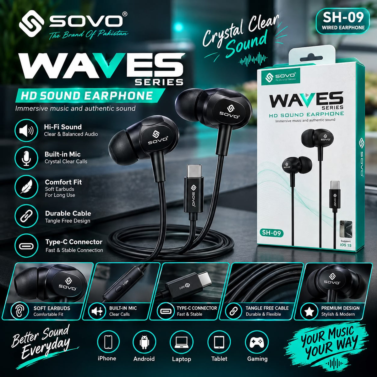 WAVES HD SOUND EARPHONE