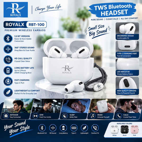 ROYALX RBT-100 PREMIUM WIRELESS EARBUDS