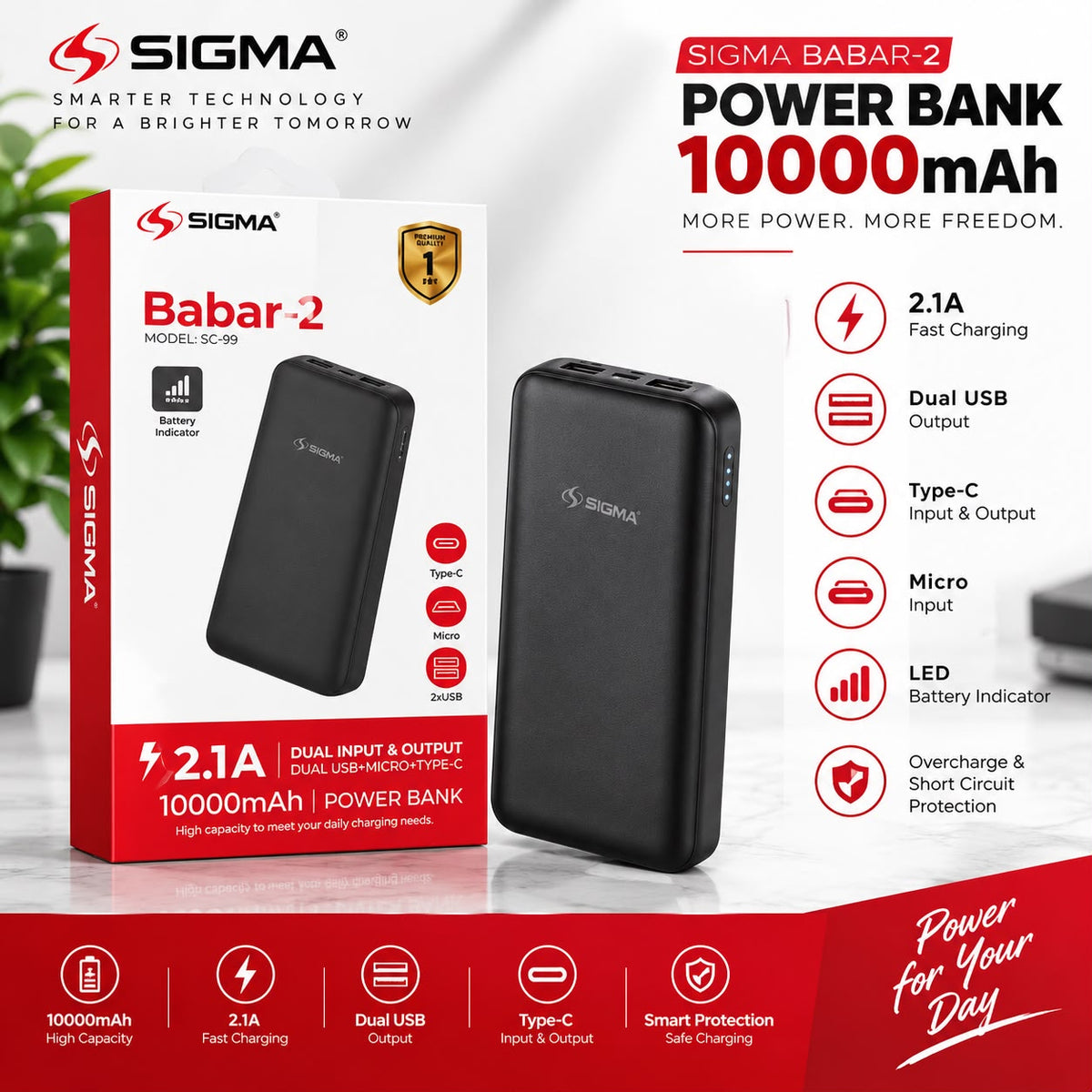 SIGMA  Babar-2 MODEL: SC-99 DUAL INPUT & OUTPUT POWER BANK