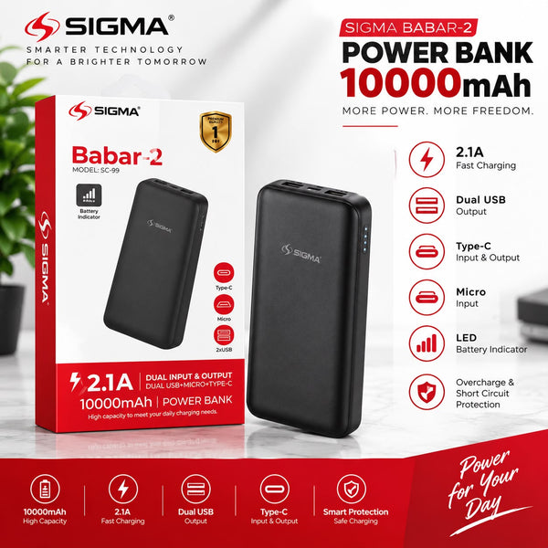 SIGMA  Babar-2 MODEL: SC-99 DUAL INPUT & OUTPUT POWER BANK