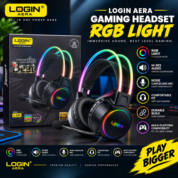 LOGIN AREA GAMING HEADSET RGB LIGHT